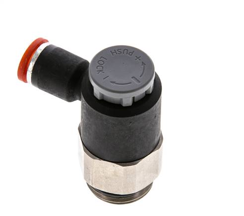 Durchflussregelventil Meter-In-Winkelstück 8 mm - G1/2'' Messing/PA 66 Sicherungsmutter