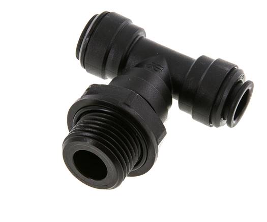 10mm x G1/2'' Inline T-Stück Steckverschraubung mit Außengewinde Messing NBR drehbar