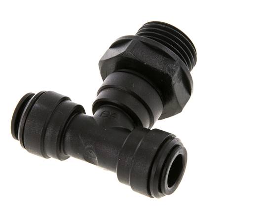 10mm x G1/2'' Inline T-Stück Steckverschraubung mit Außengewinde Messing NBR drehbar