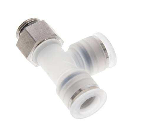 12mm x G3/8'' rechtwinkliges T-Stück Steckverschraubung mit Außengewinde PA/Edelstahl EPDM FDA drehbar