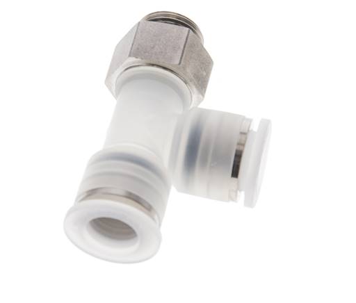 12mm x G3/8'' rechtwinkliges T-Stück Steckverschraubung mit Außengewinde PA/Edelstahl EPDM FDA drehbar