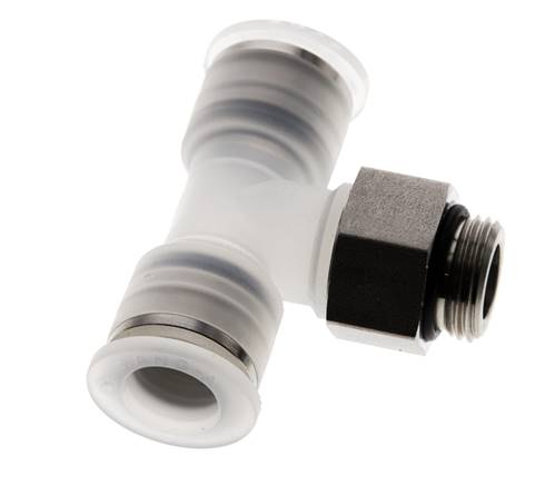 12mm x G3/8'' Inline T-Stück Steckverschraubung mit Außengewinde PA/Edelstahl EPDM FDA drehbar
