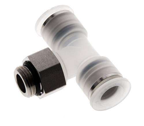12mm x G3/8'' Inline T-Stück Steckverschraubung mit Außengewinde PA/Edelstahl EPDM FDA drehbar