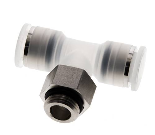 12mm x G3/8'' Inline T-Stück Steckverschraubung mit Außengewinde PA/Edelstahl EPDM FDA drehbar