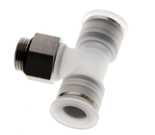 12mm x G3/8'' Inline T-Stück Steckverschraubung mit Außengewinde PA/Edelstahl EPDM FDA drehbar