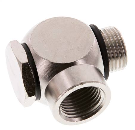 G1/2'' Messing vernickelt Banjo Fitting mit Außen- und Innengewinde mit Hohlschraube mit O-Ring drehbar