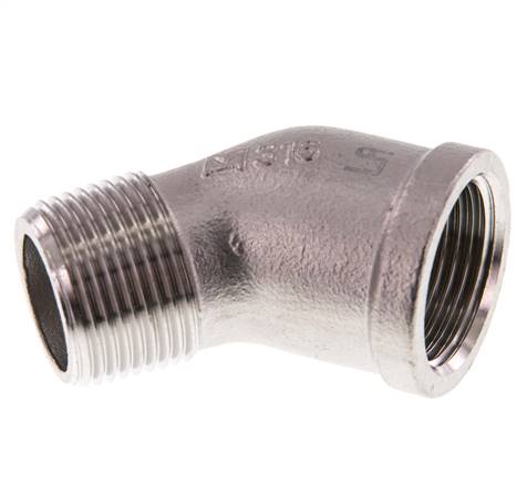 Rp 3/4'' x R 3/4'' F/M Edelstahl 45 Grad Winkelverschraubung 16 Bar