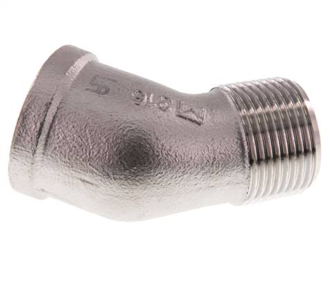 Rp 3/4'' x R 3/4'' F/M Edelstahl 45 Grad Winkelverschraubung 16 Bar