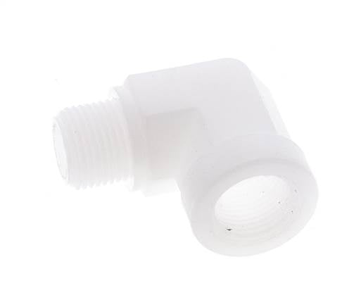 90 Grad abgewinkeltes Anschlussstück G3/8'' Außengewinde x Innengewinde Polypropylen (pp) 10 bar (140,5 psi) FDA