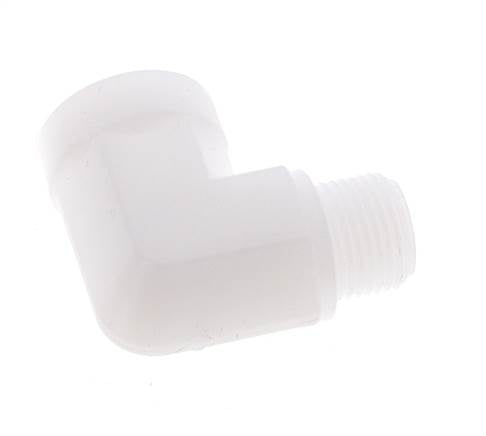 90 Grad abgewinkeltes Anschlussstück G3/8'' Außengewinde x Innengewinde Polypropylen (pp) 10 bar (140,5 psi) FDA
