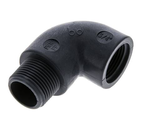 90 Grad abgewinkeltes Anschlussstück G3/4'' Außengewinde x Innengewinde Polypropylen (pp) 10 bar (140,5 psi) FDA