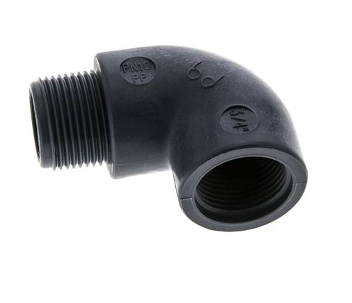 90 Grad abgewinkeltes Anschlussstück G3/4'' Außengewinde x Innengewinde Polypropylen (pp) 10 bar (140,5 psi) FDA