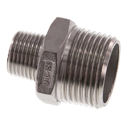 R 1'' x R 1/2'' Doppelnippel aus Edelstahl 16 bar