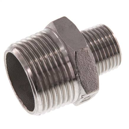 R 1'' x R 1/2'' Doppelnippel aus Edelstahl 16 bar