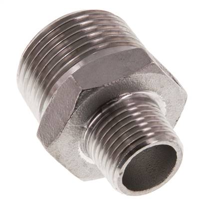 R 1'' x R 1/2'' Doppelnippel aus Edelstahl 16 bar