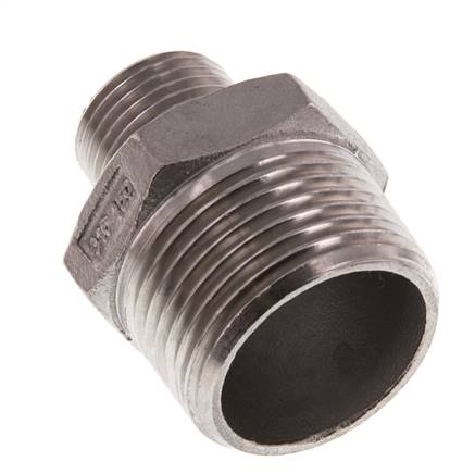 R 1'' x R 1/2'' Doppelnippel aus Edelstahl 16 bar