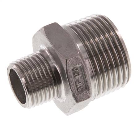 R 1'' x R 1/2'' Doppelnippel aus Edelstahl 16 bar