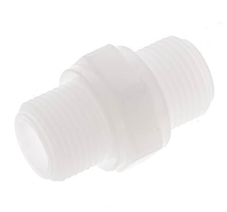 Doppelnippel G3/8'' Polypropylen (pp) 10bar (140,5psi) FDA 22mm Sechskant