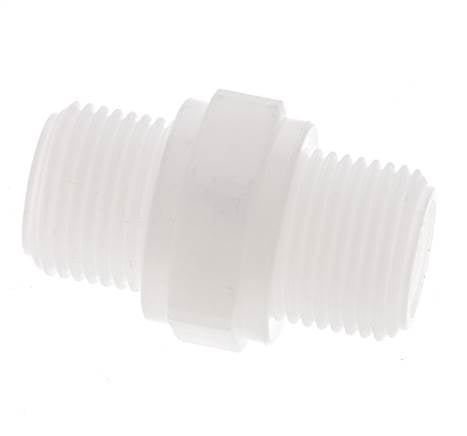 Doppelnippel G3/8'' Polypropylen (pp) 10bar (140,5psi) FDA 22mm Sechskant