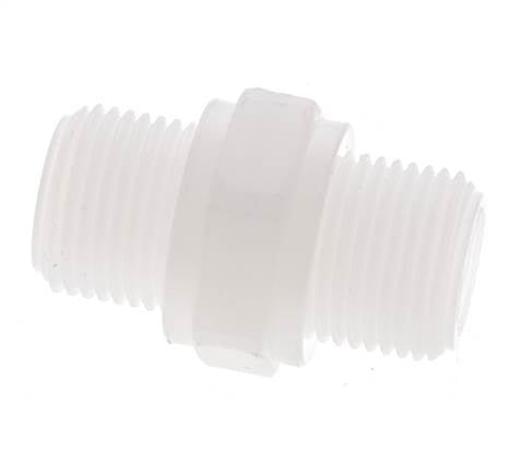 Doppelnippel G3/8'' Polypropylen (pp) 10bar (140,5psi) FDA 22mm Sechskant