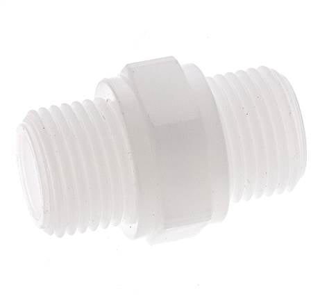 Doppelnippel G1/2'' Polypropylen (pp) 10bar (140,5psi) FDA 27mm Sechskant
