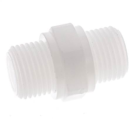 Doppelnippel G1/2'' Polypropylen (pp) 10bar (140,5psi) FDA 27mm Sechskant