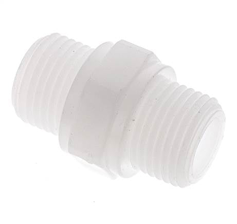 Doppelnippel G1/2'' Polypropylen (pp) 10bar (140,5psi) FDA 27mm Sechskant