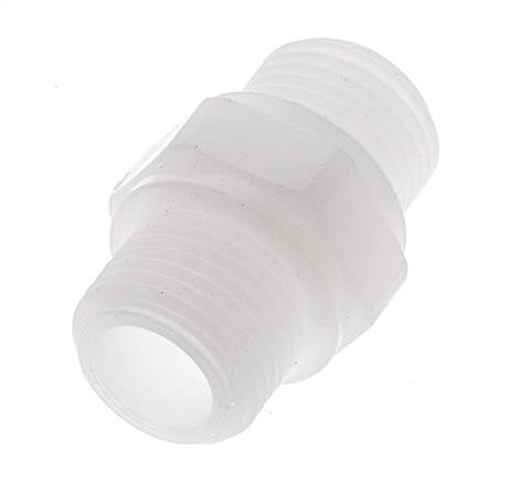 Doppelnippel G1/2'' Polypropylen (pp) 10bar (140,5psi) FDA 27mm Sechskant