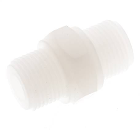 Doppelnippel G3/8'' PVDF 10bar (140,5psi) FDA 22mm Sechskant