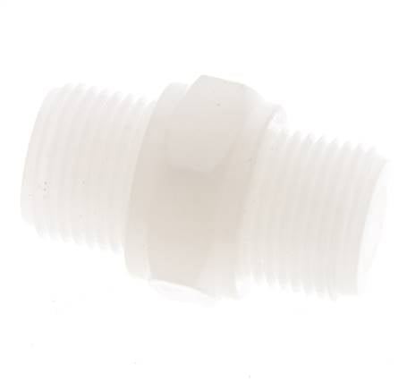 Doppelnippel G3/8'' PVDF 10bar (140,5psi) FDA 22mm Sechskant