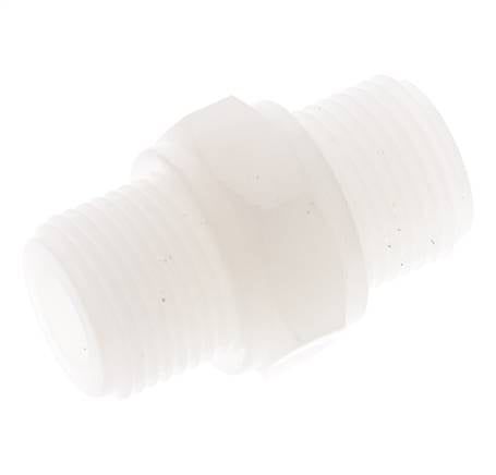 Doppelnippel G3/8'' PVDF 10bar (140,5psi) FDA 22mm Sechskant