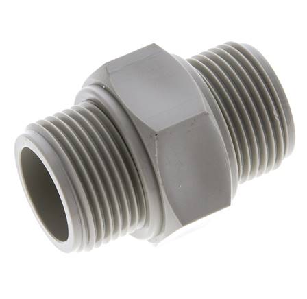 Doppelnippel G1'' Polypropylen (pp) 10bar (140,5psi) FDA 43mm Sechskant