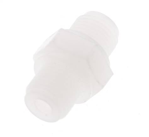 Doppelnippel G1/8'' PVDF 10bar (140,5psi) FDA 14mm Sechskant