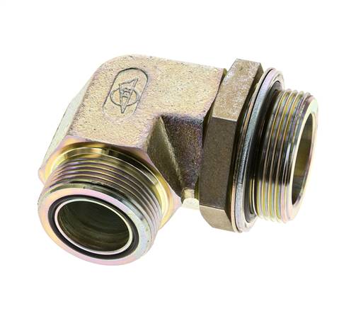 UN 1-11/16''-12 x G 1 1/2'' männlich Verzinkter Stahl 90 Grad Winkelverschraubung ORFS 200 Bar - Hydraulik