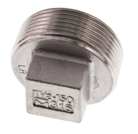 Stopfen R1 1/2'' Edelstahl mit Außenvierkant 16bar (224.8psi)