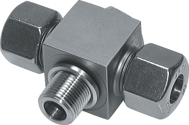 10S & M16x1,5 Edelstahl T-Stück Drehgelenk-Schneidfitting mit Außengewinde 400 bar ISO 8434-1