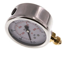 0..600 Bar (0..8702 psi) Glyzerin-Manometer Unten Edelstahl/Messing 63 mm Klasse 1.6