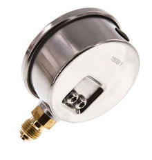 0..600 Bar (0..8702 psi) Glyzerin-Manometer Unten Edelstahl/Messing 63 mm Klasse 1.6