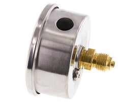 -1..0 Bar (-15..0 psi) Glyzerin-Manometer Rückseite Edelstahl/Messing 63 mm Klasse 1.6