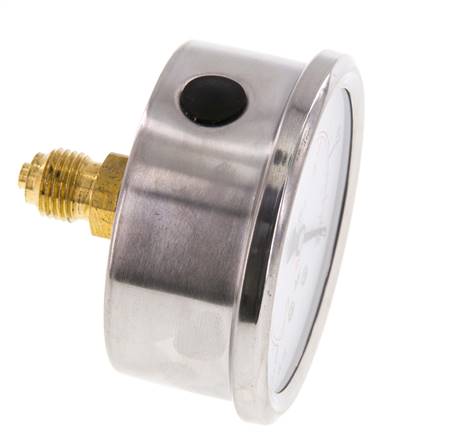 -1..0 Bar (-15..0 psi) Glyzerin-Manometer Rückseite Edelstahl/Messing 63 mm Klasse 1.6
