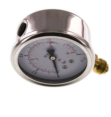 0..1 Bar (0..15 psi) Glyzerin-Manometer Unten Edelstahl/Messing 63 mm Klasse 1.6