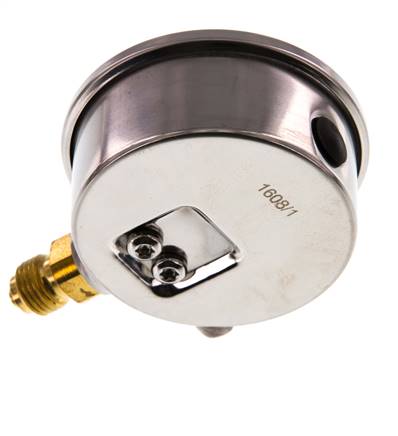 0..400 Bar (0..5802 psi) Glyzerin-Manometer Unten Edelstahl/Messing 63 mm Klasse 1.6