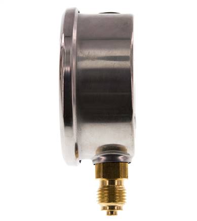0..6 Bar (0..87 psi) Glyzerin-Manometer Unten Edelstahl/Messing 63 mm Klasse 1.6