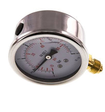 -1..5 Bar (-15..73 psi) Glyzerin-Manometer Unten Edelstahl/Messing 63 mm Klasse 1.6