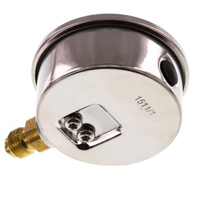 0..1 Bar (0..15 psi) Glyzerin-Manometer Unten Edelstahl/Messing 63 mm Klasse 1.6