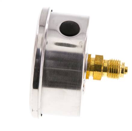0..10 Bar (0..145 psi) Glyzerin-Manometer Rückseite Edelstahl/Messing 63 mm Klasse 1.6
