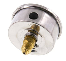 -1..0 Bar (-15..0 psi) Glyzerin-Manometer Rückseite Edelstahl/Messing 63 mm Klasse 1.6