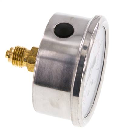 -1..5 Bar (-15..73 psi) Glyzerin-Manometer Rückseite Edelstahl/Messing 63 mm Klasse 1.6