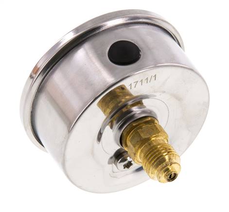-1..0 Bar (-15..0 psi) Glyzerin-Manometer Rückseite Edelstahl/Messing 63 mm Klasse 1.6