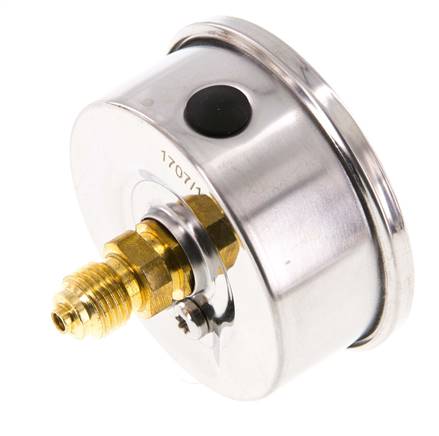 0..10 Bar (0..145 psi) Glyzerin-Manometer Rückseite Edelstahl/Messing 63 mm Klasse 1.6